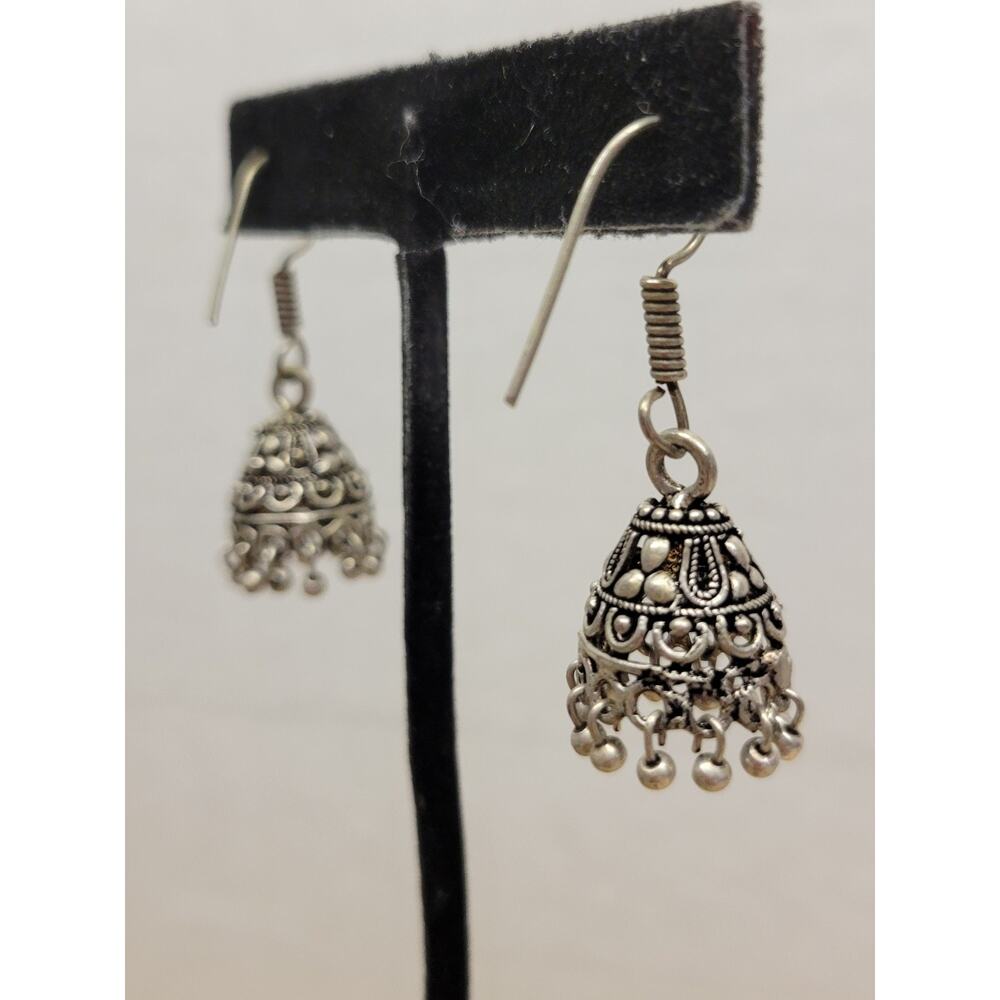 Oxidized Silver Jhumka Earrings with Dangling Traditional Bell Shape